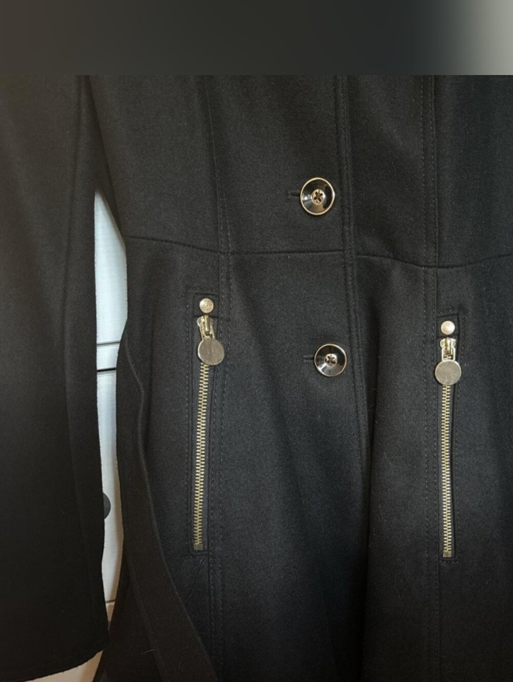 INC International Concepts Black Belted Fit-and-Flare Coat - Picture 2 of 5